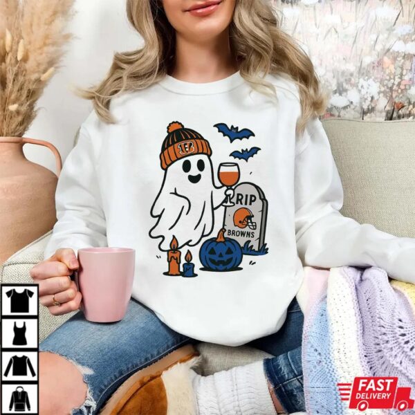 Cincinnati Bengals vs Cleveland Browns Halloween Ghost RIP T-Shirt Cincinnati Bengals vs Cleveland Browns Halloween Ghost RIP T-Shirt