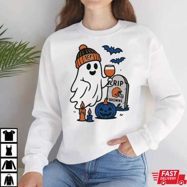 Cincinnati Bengals vs Cleveland Browns Halloween Ghost RIP T-Shirt Cincinnati Bengals vs Cleveland Browns Halloween Ghost RIP T-Shirt