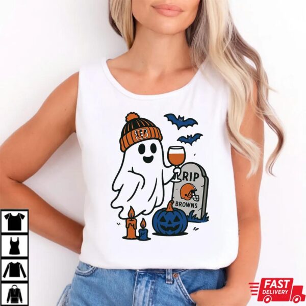 Cincinnati Bengals vs Cleveland Browns Halloween Ghost RIP T-Shirt Cincinnati Bengals vs Cleveland Browns Halloween Ghost RIP T-Shirt