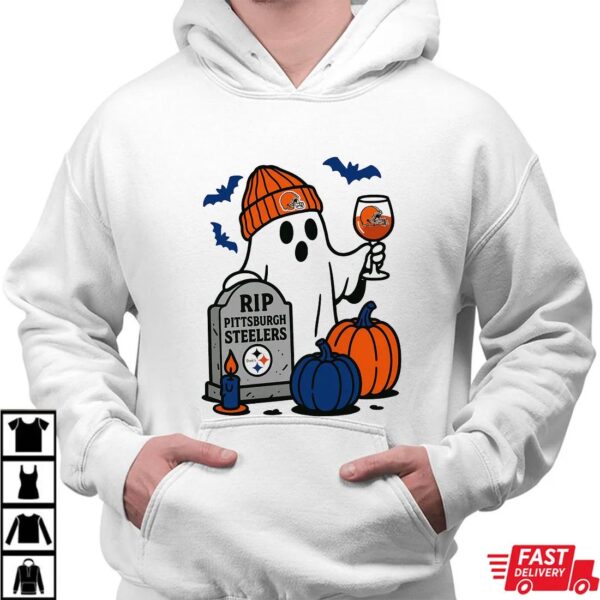 Cleveland Browns vs Pittsburgh Steelers Halloween Ghost RIP T-Shirt