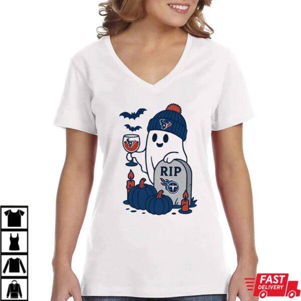 Houston Texans vs Tennessee Titans Halloween Ghost RIP T-Shirt