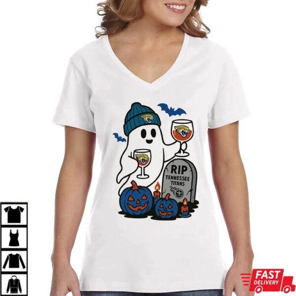 Jacksonville Jaguars vs Tennessee Titans Halloween Ghost RIP T-Shirt Jacksonville Jaguars vs Tennessee Titans Halloween Ghost RIP T-Shirt