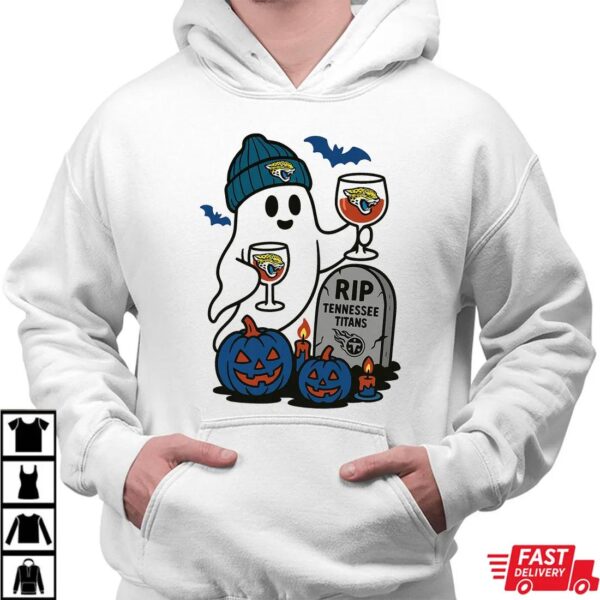 Jacksonville Jaguars vs Tennessee Titans Halloween Ghost RIP T-Shirt Jacksonville Jaguars vs Tennessee Titans Halloween Ghost RIP T-Shirt