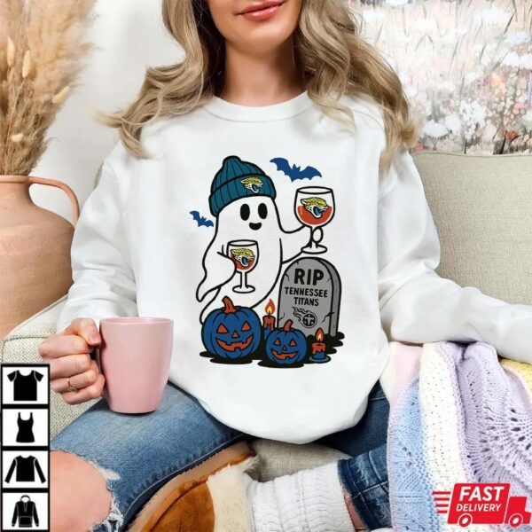 Jacksonville Jaguars vs Tennessee Titans Halloween Ghost RIP T-Shirt Jacksonville Jaguars vs Tennessee Titans Halloween Ghost RIP T-Shirt