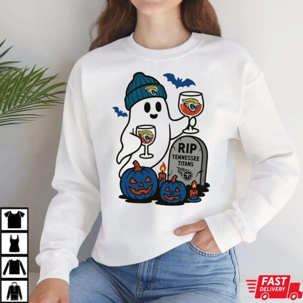 Jacksonville Jaguars vs Tennessee Titans Halloween Ghost RIP T-Shirt Jacksonville Jaguars vs Tennessee Titans Halloween Ghost RIP T-Shirt