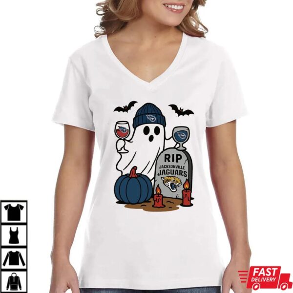 Tennessee Titans vs Jacksonville Jaguars Halloween Ghost RIP T-Shirt Tennessee Titans vs Jacksonville Jaguars Halloween Ghost RIP T-Shirt