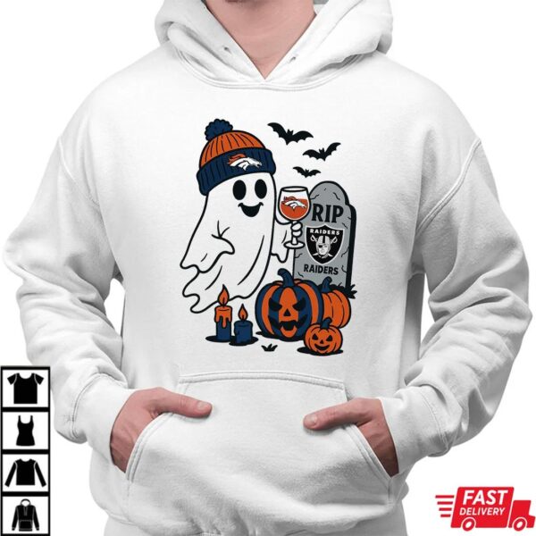 Denver Broncos vs Las Vegas Raiders Halloween Ghost RIP T-Shirt