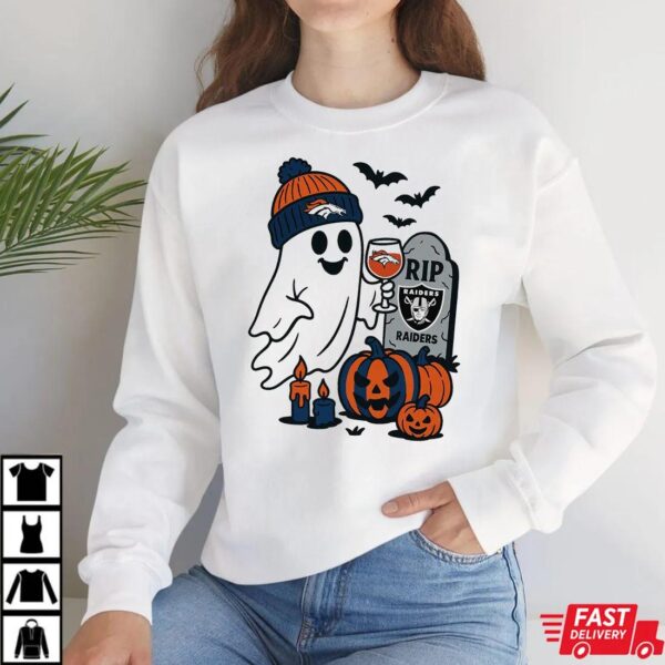 Denver Broncos vs Las Vegas Raiders Halloween Ghost RIP T-Shirt