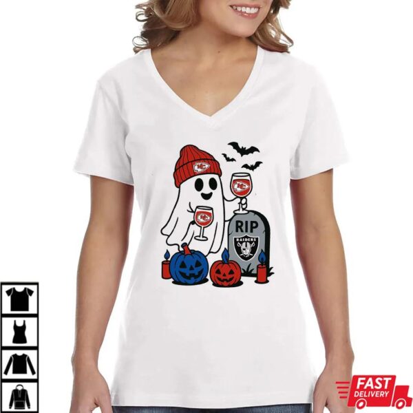 Kansas City Chiefs vs Las Vegas Raiders Halloween Ghost RIP T-Shirt