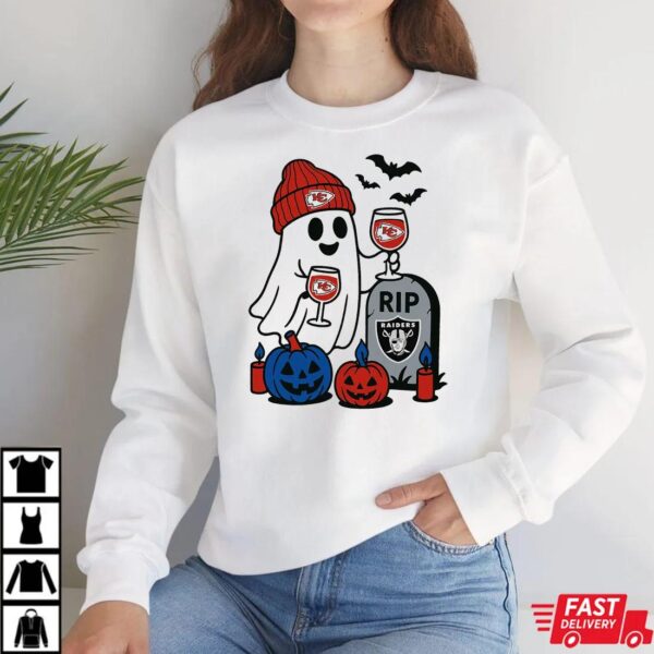 Kansas City Chiefs vs Las Vegas Raiders Halloween Ghost RIP T-Shirt