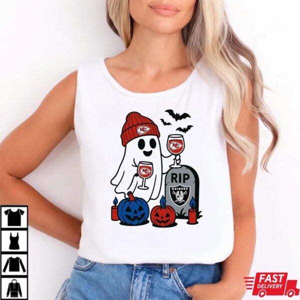 Kansas City Chiefs vs Las Vegas Raiders Halloween Ghost RIP T-Shirt