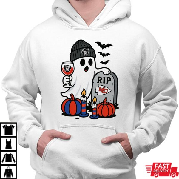 Las Vegas Raiders vs Kansas City Chiefs Halloween Ghost RIP T-Shirt