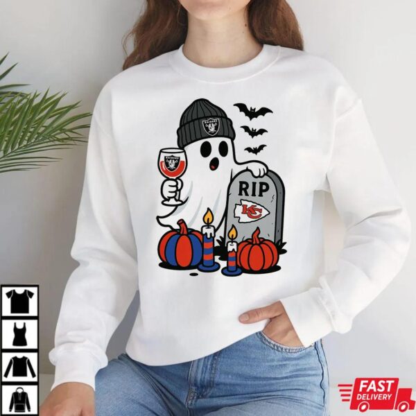 Las Vegas Raiders vs Kansas City Chiefs Halloween Ghost RIP T-Shirt