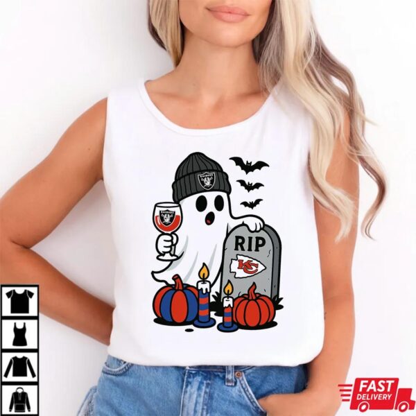 Las Vegas Raiders vs Kansas City Chiefs Halloween Ghost RIP T-Shirt