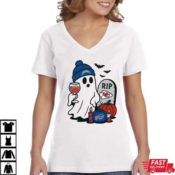 Los Angeles Chargers vs Kansas City Chiefs Halloween Ghost RIP T-Shirt Los Angeles Chargers vs Kansas City Chiefs Halloween Ghost RIP T-Shirt