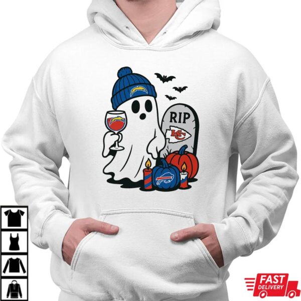 Los Angeles Chargers vs Kansas City Chiefs Halloween Ghost RIP T-Shirt Los Angeles Chargers vs Kansas City Chiefs Halloween Ghost RIP T-Shirt