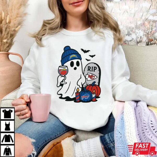 Los Angeles Chargers vs Kansas City Chiefs Halloween Ghost RIP T-Shirt Los Angeles Chargers vs Kansas City Chiefs Halloween Ghost RIP T-Shirt