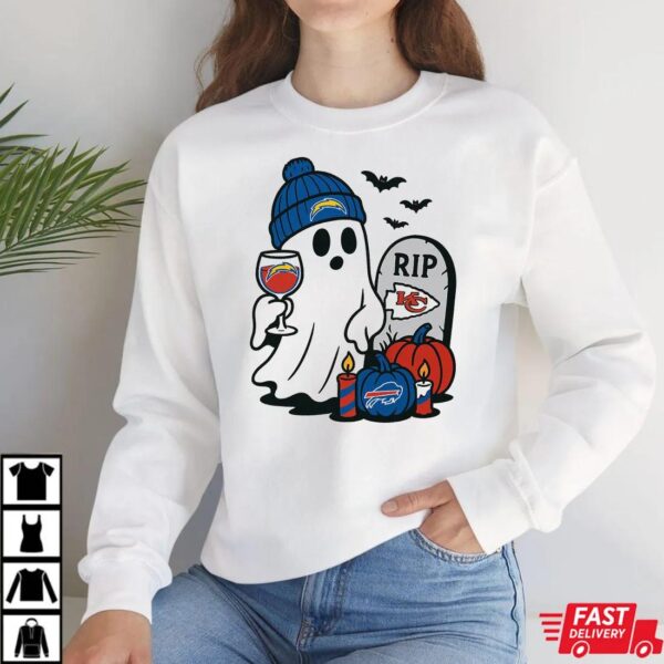 Los Angeles Chargers vs Kansas City Chiefs Halloween Ghost RIP T-Shirt Los Angeles Chargers vs Kansas City Chiefs Halloween Ghost RIP T-Shirt
