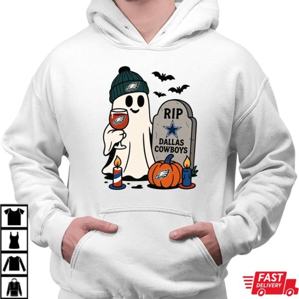 Philadelphia Eagles vs Dallas Cowboys Halloween Ghost RIP T-Shirt Philadelphia Eagles vs Dallas Cowboys Halloween Ghost RIP T-Shirt