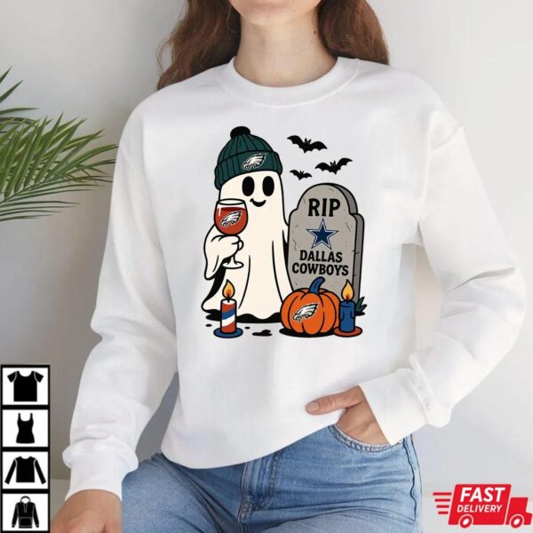 Philadelphia Eagles vs Dallas Cowboys Halloween Ghost RIP T-Shirt Philadelphia Eagles vs Dallas Cowboys Halloween Ghost RIP T-Shirt