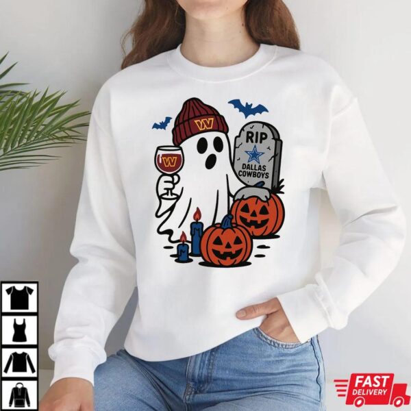 Washington Commanders vs Dallas Cowboys Halloween Ghost RIP T-Shirt Washington Commanders vs Dallas Cowboys Halloween Ghost RIP T-Shirt