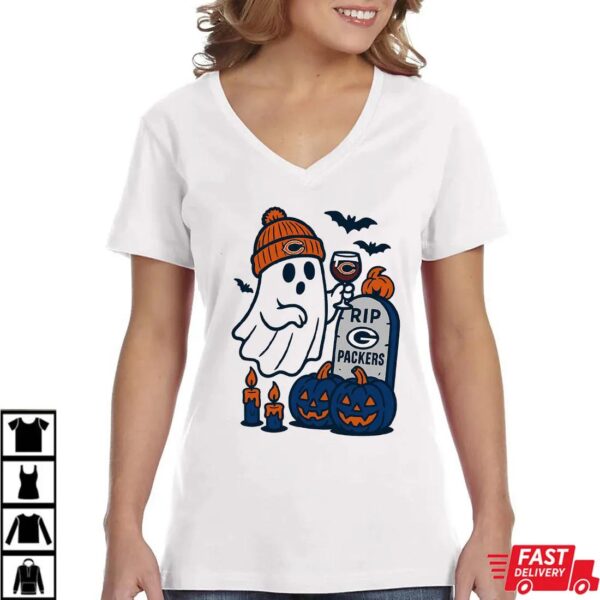 Chicago Bears vs Green Bay Packers Halloween Ghost RIP T-Shirt Chicago Bears vs Green Bay Packers Halloween Ghost RIP T-Shirt