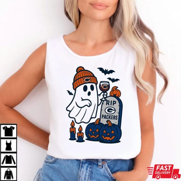 Chicago Bears vs Green Bay Packers Halloween Ghost RIP T-Shirt Chicago Bears vs Green Bay Packers Halloween Ghost RIP T-Shirt