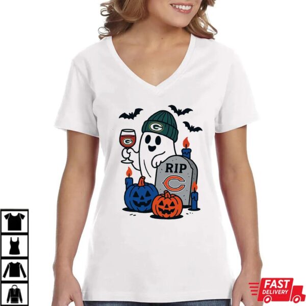 Green Bay Packers vs Chicago Bears Halloween Ghost RIP T-Shirt Green Bay Packers vs Chicago Bears Halloween Ghost RIP T-Shirt