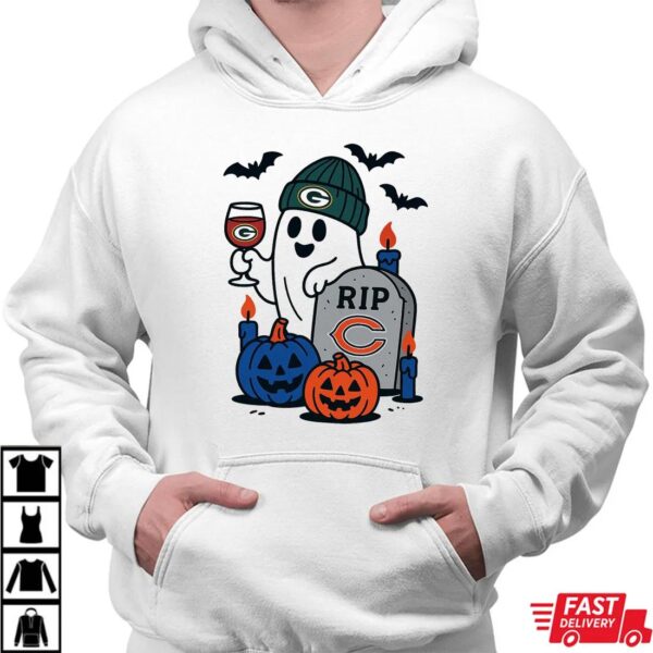 Green Bay Packers vs Chicago Bears Halloween Ghost RIP T-Shirt Green Bay Packers vs Chicago Bears Halloween Ghost RIP T-Shirt