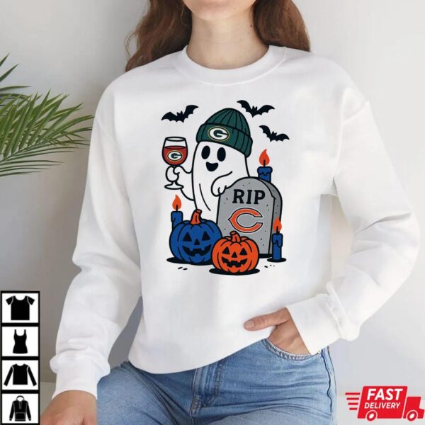 Green Bay Packers vs Chicago Bears Halloween Ghost RIP T-Shirt Green Bay Packers vs Chicago Bears Halloween Ghost RIP T-Shirt