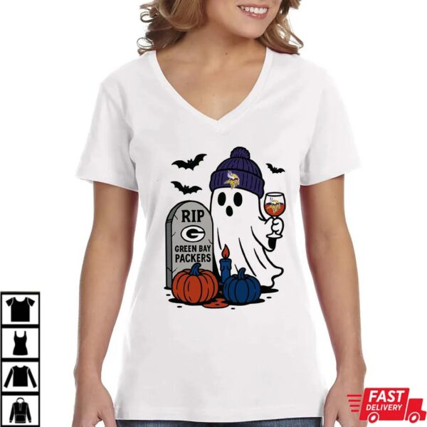 Minnesota Vikings vs Green Bay Packers Halloween Ghost RIP T-Shirt Minnesota Vikings vs Green Bay Packers Halloween Ghost RIP T-Shirt