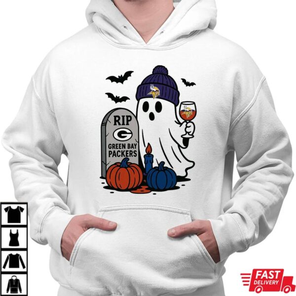 Minnesota Vikings vs Green Bay Packers Halloween Ghost RIP T-Shirt Minnesota Vikings vs Green Bay Packers Halloween Ghost RIP T-Shirt