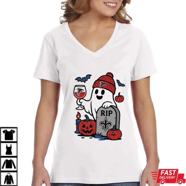 Atlanta Falcons vs New Orleans Saints Halloween Ghost RIP T-Shirt Atlanta Falcons vs New Orleans Saints Halloween Ghost RIP T-Shirt