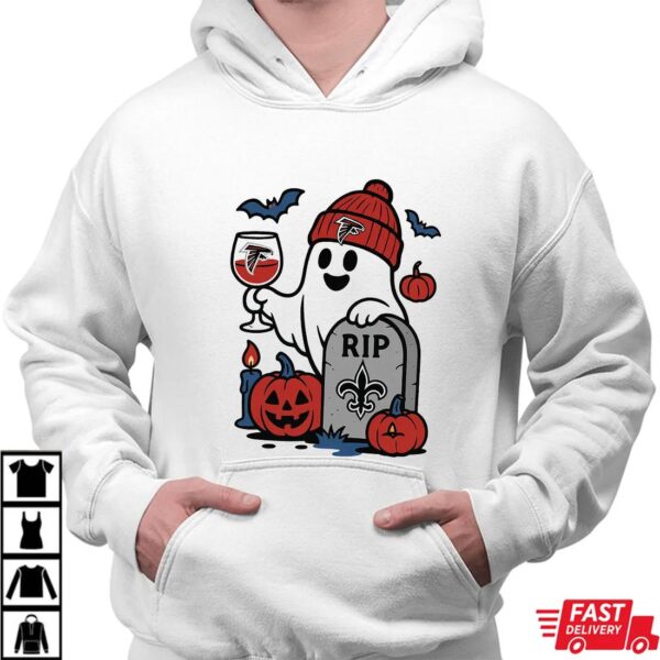 Atlanta Falcons vs New Orleans Saints Halloween Ghost RIP T-Shirt Atlanta Falcons vs New Orleans Saints Halloween Ghost RIP T-Shirt