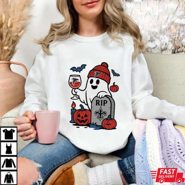 Atlanta Falcons vs New Orleans Saints Halloween Ghost RIP T-Shirt Atlanta Falcons vs New Orleans Saints Halloween Ghost RIP T-Shirt
