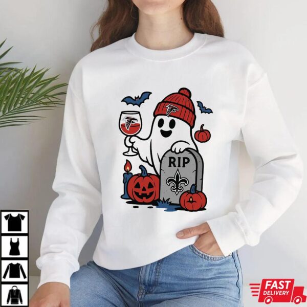Atlanta Falcons vs New Orleans Saints Halloween Ghost RIP T-Shirt Atlanta Falcons vs New Orleans Saints Halloween Ghost RIP T-Shirt