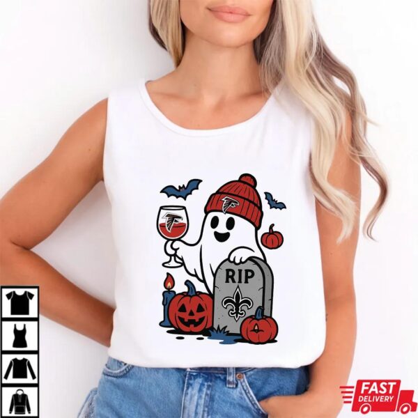 Atlanta Falcons vs New Orleans Saints Halloween Ghost RIP T-Shirt Atlanta Falcons vs New Orleans Saints Halloween Ghost RIP T-Shirt