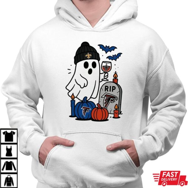New Orleans Saints vs Atlanta Falcons Halloween Ghost RIP T-Shirt New Orleans Saints vs Atlanta Falcons Halloween Ghost RIP T-Shirt