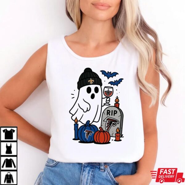 New Orleans Saints vs Atlanta Falcons Halloween Ghost RIP T-Shirt New Orleans Saints vs Atlanta Falcons Halloween Ghost RIP T-Shirt