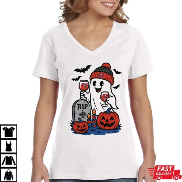 Tampa Bay Buccaneers vs New Orleans Saints Halloween Ghost RIP T-Shirt Tampa Bay Buccaneers vs New Orleans Saints Halloween Ghost RIP T-Shirt
