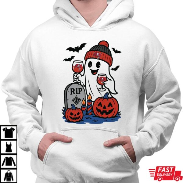 Tampa Bay Buccaneers vs New Orleans Saints Halloween Ghost RIP T-Shirt Tampa Bay Buccaneers vs New Orleans Saints Halloween Ghost RIP T-Shirt