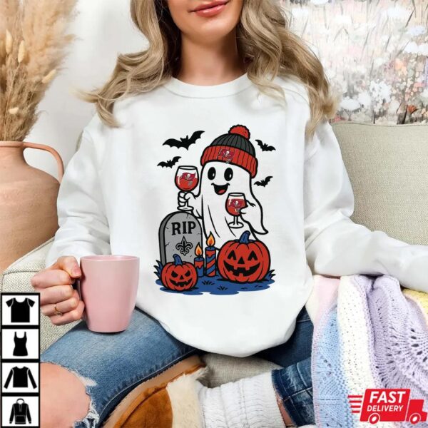 Tampa Bay Buccaneers vs New Orleans Saints Halloween Ghost RIP T-Shirt Tampa Bay Buccaneers vs New Orleans Saints Halloween Ghost RIP T-Shirt