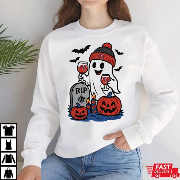Tampa Bay Buccaneers vs New Orleans Saints Halloween Ghost RIP T-Shirt Tampa Bay Buccaneers vs New Orleans Saints Halloween Ghost RIP T-Shirt