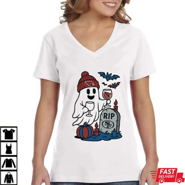Arizona Cardinals vs San Francisco 49ers Halloween Ghost RIP T-Shirt Arizona Cardinals vs San Francisco 49ers Halloween Ghost RIP T-Shirt