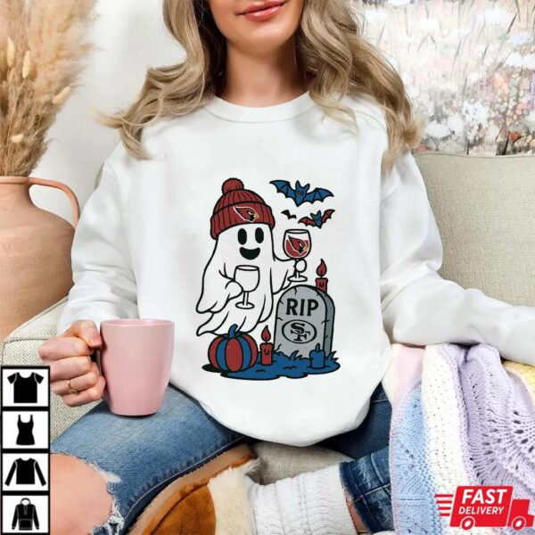 Arizona Cardinals vs San Francisco 49ers Halloween Ghost RIP T-Shirt Arizona Cardinals vs San Francisco 49ers Halloween Ghost RIP T-Shirt