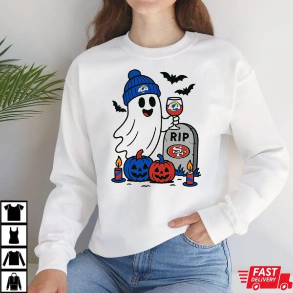 Los Angeles Rams vs San Francisco 49ers Halloween Ghost RIP T-Shirt Los Angeles Rams vs San Francisco 49ers Halloween Ghost RIP T-Shirt