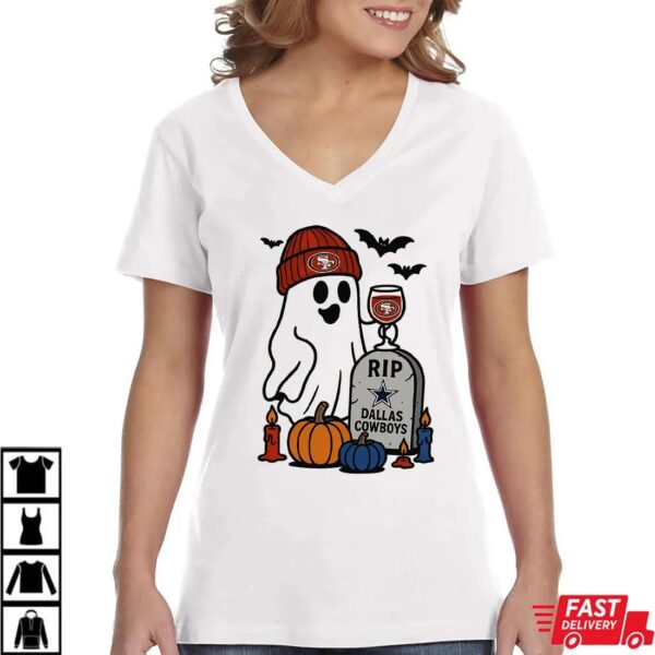 San Francisco 49ers vs Dallas Cowboys Halloween Ghost RIP T-Shirt San Francisco 49ers vs Dallas Cowboys Halloween Ghost RIP T-Shirt