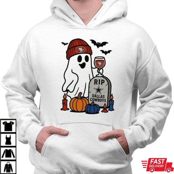 San Francisco 49ers vs Dallas Cowboys Halloween Ghost RIP T-Shirt San Francisco 49ers vs Dallas Cowboys Halloween Ghost RIP T-Shirt