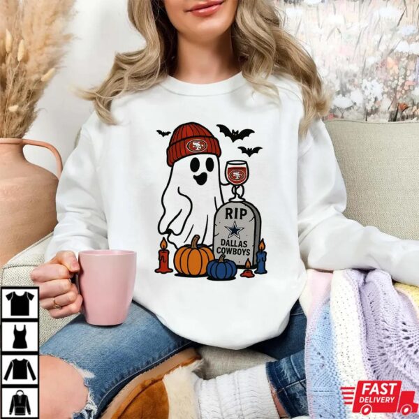 San Francisco 49ers vs Dallas Cowboys Halloween Ghost RIP T-Shirt San Francisco 49ers vs Dallas Cowboys Halloween Ghost RIP T-Shirt