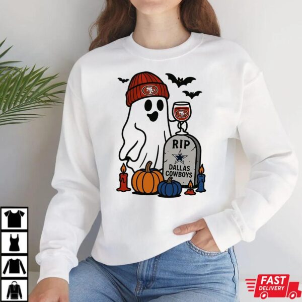 San Francisco 49ers vs Dallas Cowboys Halloween Ghost RIP T-Shirt San Francisco 49ers vs Dallas Cowboys Halloween Ghost RIP T-Shirt